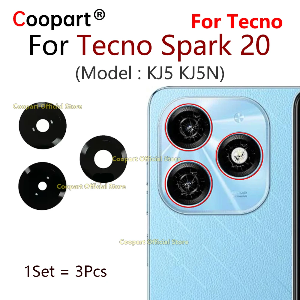 

Стеклянная линза задней камеры Coopart для Tecno Spark 20, замена KJ5 KJ5N с клейкой наклейкой