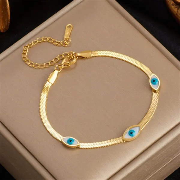Luxe Gouden Kleur Zirkoon Evil Blue Eye Armband Mode Lucky Sieraden Vrouwen Gift Verstelbare Handgemaakt