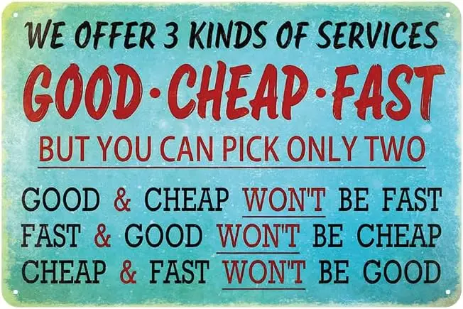 Funny Metal Tin Signs Garage Tin Sign Good Cheap Fast Sign Posters Retro We Offer 3 Kinds Of Service Sign Decor For Boys Room  -