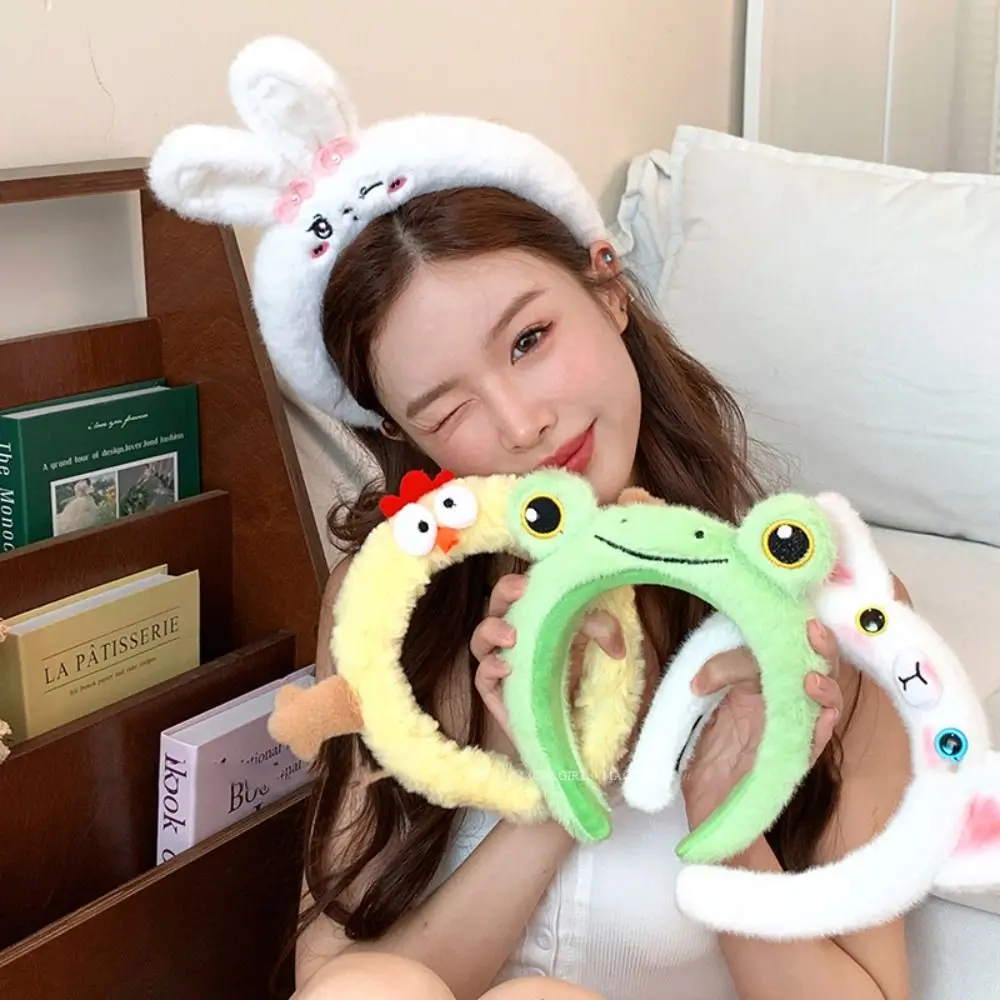 Lovely Non-slip Plush Animal Headband Kawaii Chicken Cartoon Frog Headband Korean Style Rabbit Funny Hair Hoop Girls/Female