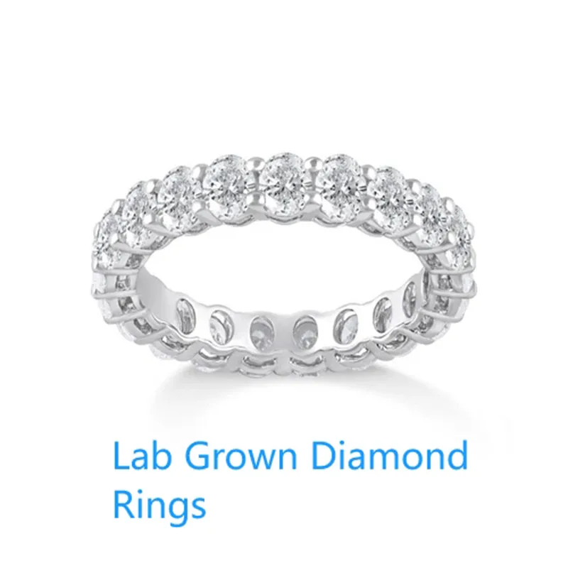 Oval Shape 0.15CT Each CVD HPHT Lab Grown Diamond DEF VS-VVS Eternity Band Ring Platinum 950 Diamond Wedding Band For Lady