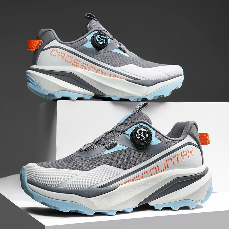 

All-Season Comfortable Thick Bottom Rotary Button Sports Shoes Anti-Slip Wear-Resistant Outdoor Hiking Sneakers