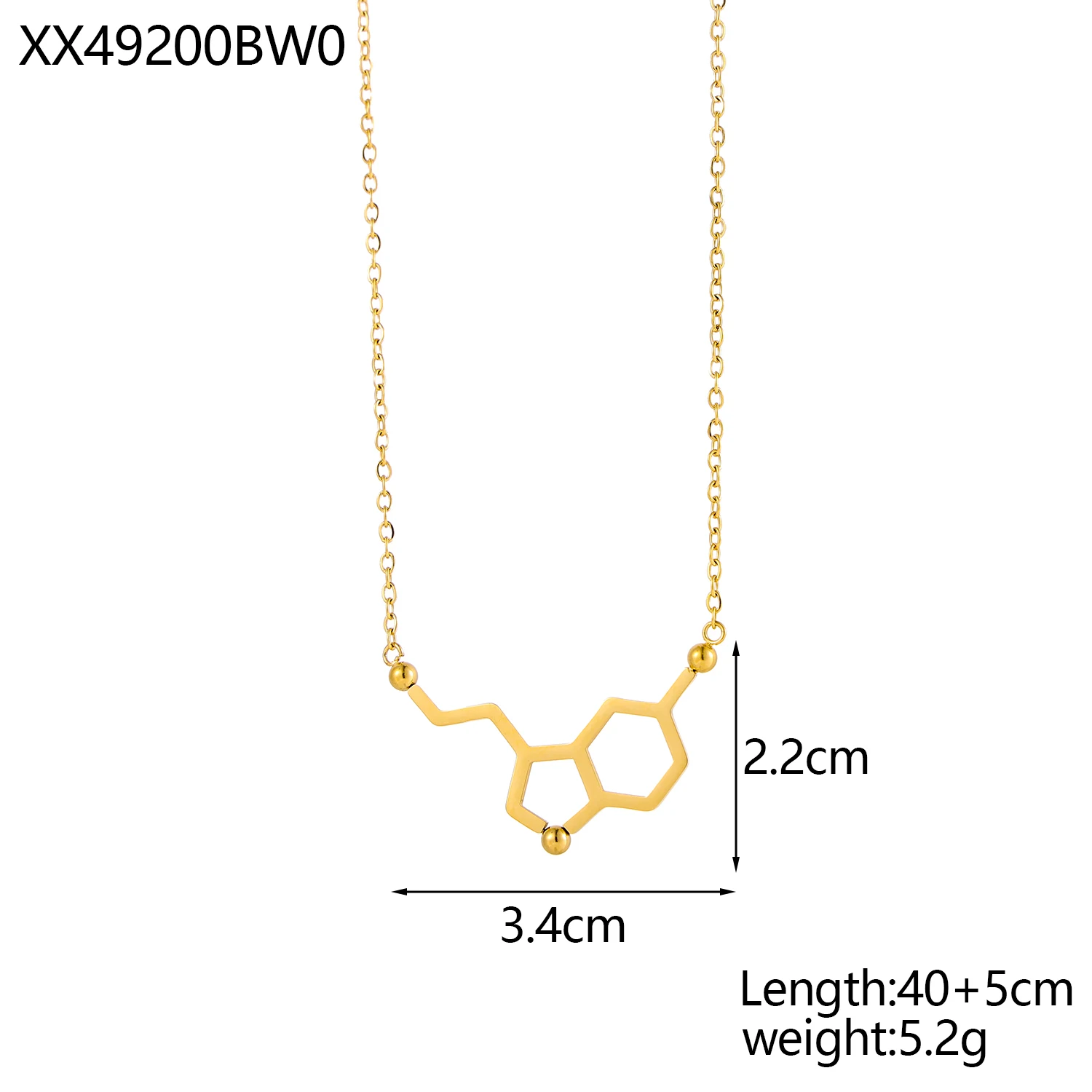 Fashionable Dopamine Necklace Serotonin Molecule Necklace Hypoallergenic Stainless Steel Chemical Molecules Necklace - Image 5