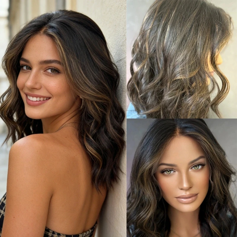 

Короткий парик-каре омбре каштаново-коричневого цвета из синтетических волос с швейцарским HD-кружевом, предварительно проработанная линия роста волос, женский парик с свободной линией разделивания