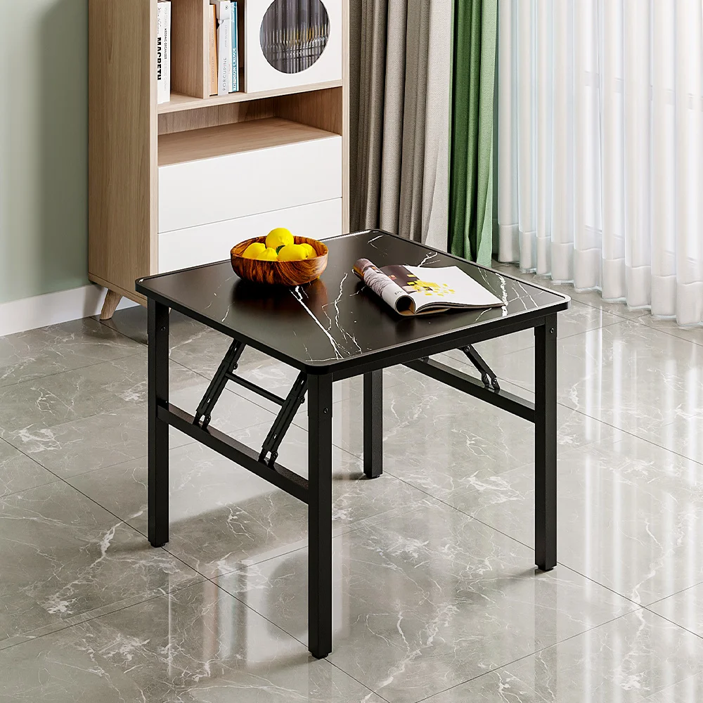 Square 60cm Folding Coffee Table with Marble Effect Top