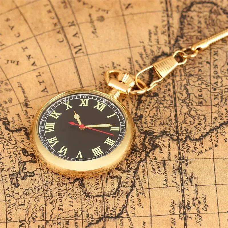 Antique Luminous Arabic Roman Numerals Unisex Mechanical Hand Winding Pocket Watch Pendant Clock with Fob Chain Timepiece Gift