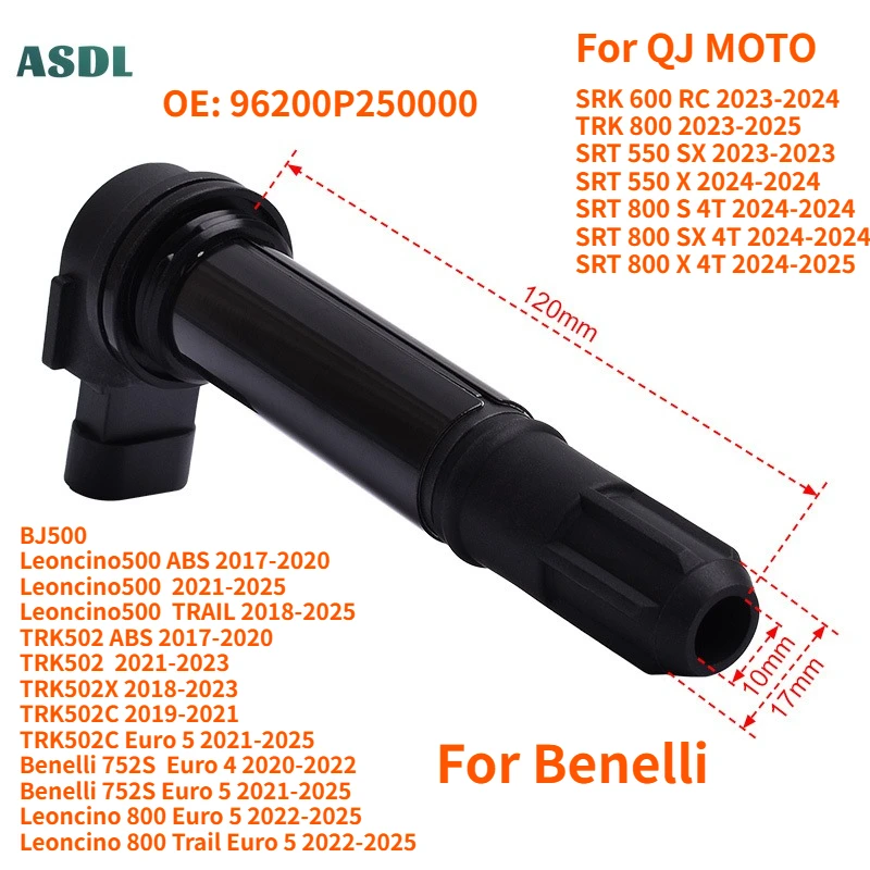 

Motorcycle Ignition Coil Spark Plug Caps For Benelli BJ500 Leoncino 500 800 TRK502 Benelli 752S For QJ MOTO SRK 600 SRT 550 800