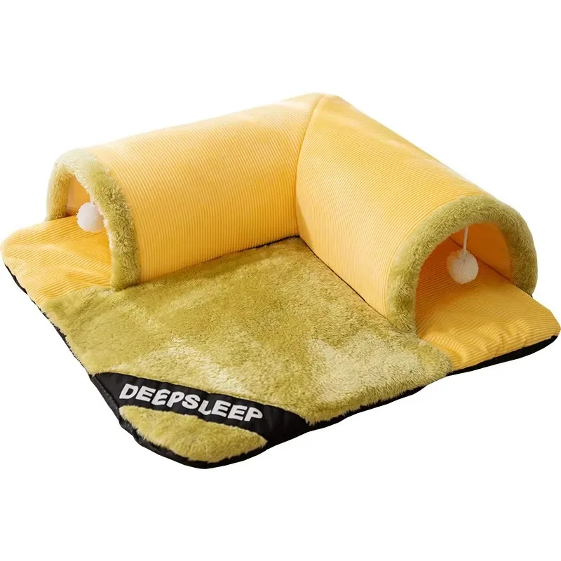 Autumn Winter Warm Pet Tunnel House, Multi-Functional Play Rest Nest, Four Seasons Available Shelter for Cat