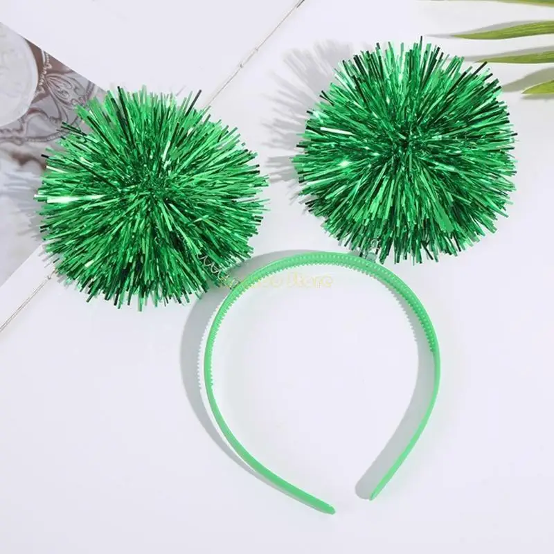 31BF Tinsel Headband Xmas Bouncing Ball Hair Hoop Happy New Year Gift for Kid
