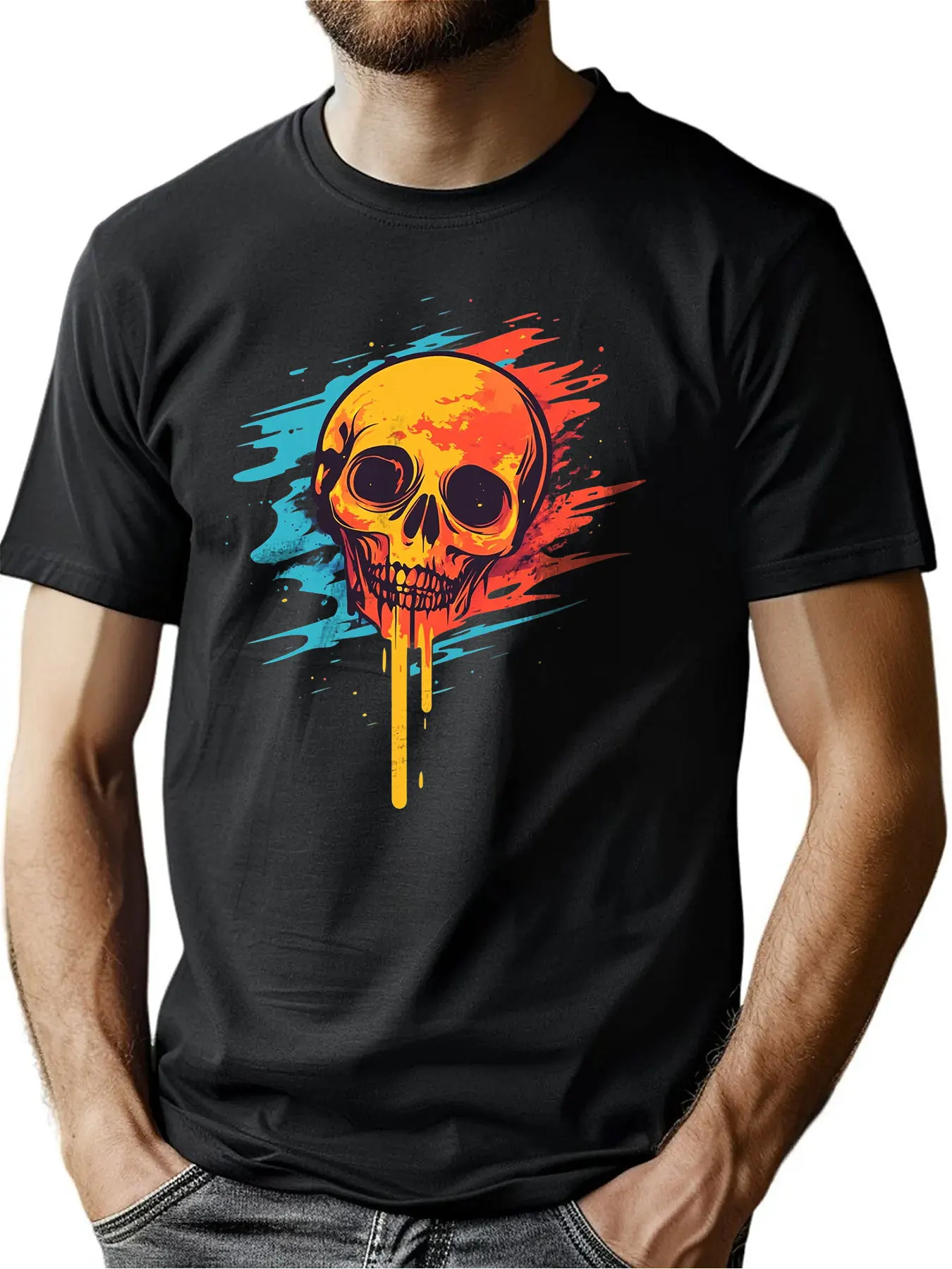 

Artistic Print Soft Cotton Men'S Crew Neck Tee Outdoor Comfort Christmas Gift Machine Washable For Men