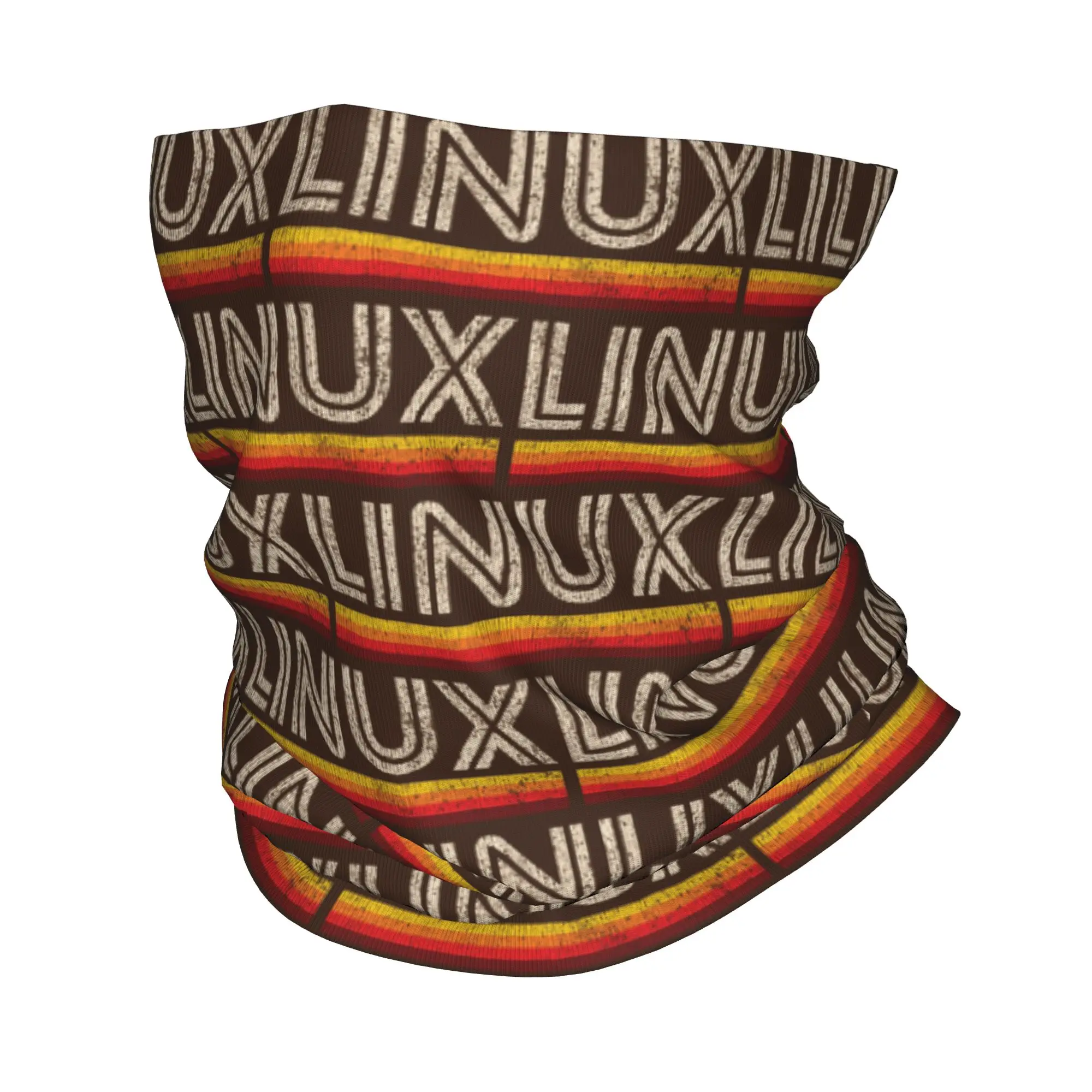 Brown with White Text Linux Design Bandana Neck Gaiter Printed Wrap Mask Scarf Multi-use Headband Cycling For Men Women Adult