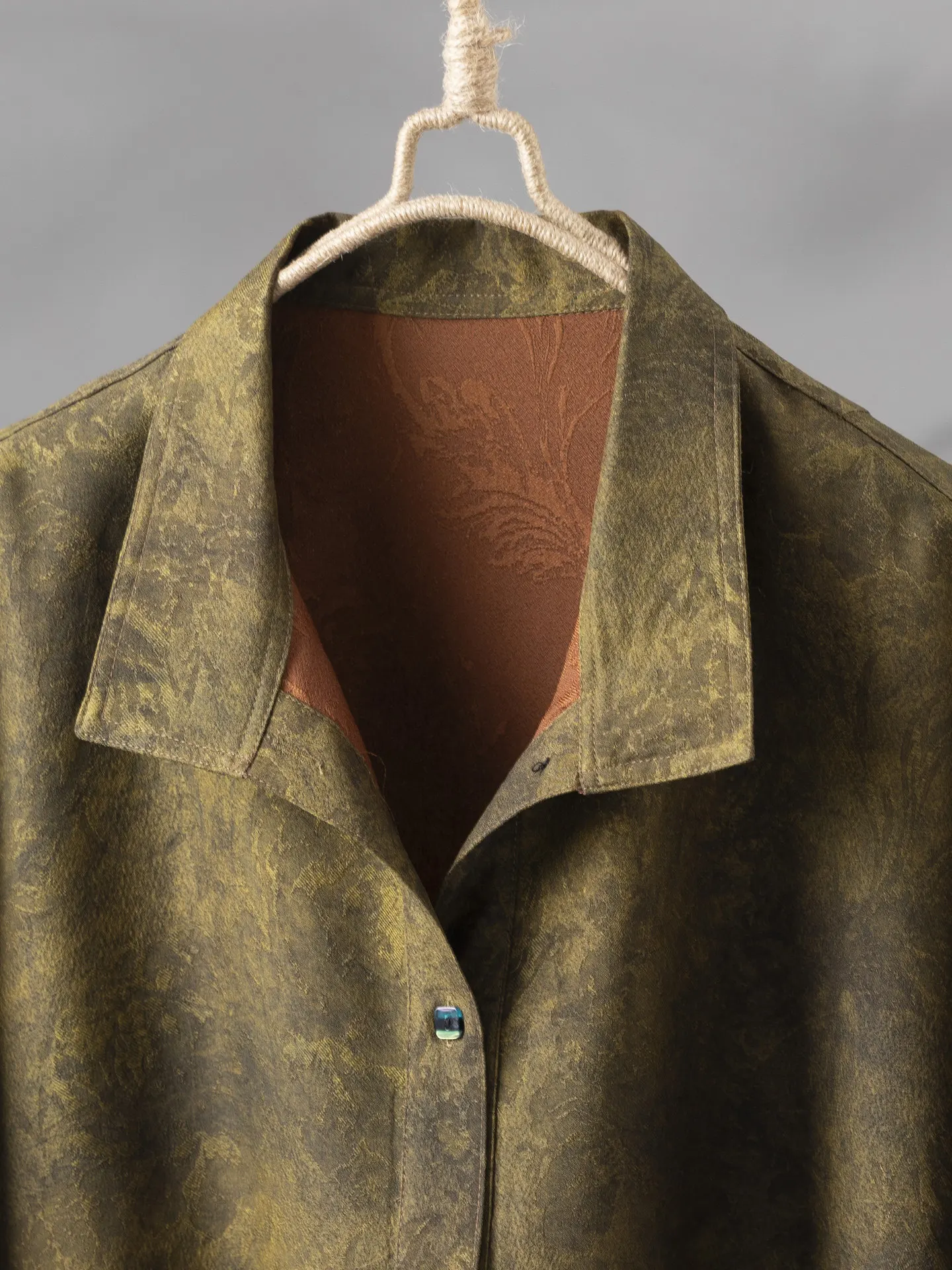 2026 Women's Early Spring New Clothing 100% Natural Mulberry Silk Fragrant Cloud Yarn Sharp Neck Long Sleeve Short Print Coat