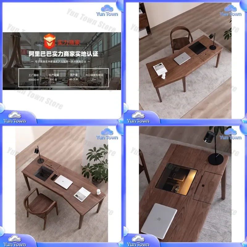 for North American black walnut desk for Nordic light luxury solid wood desk for modern simple corner office desk for study