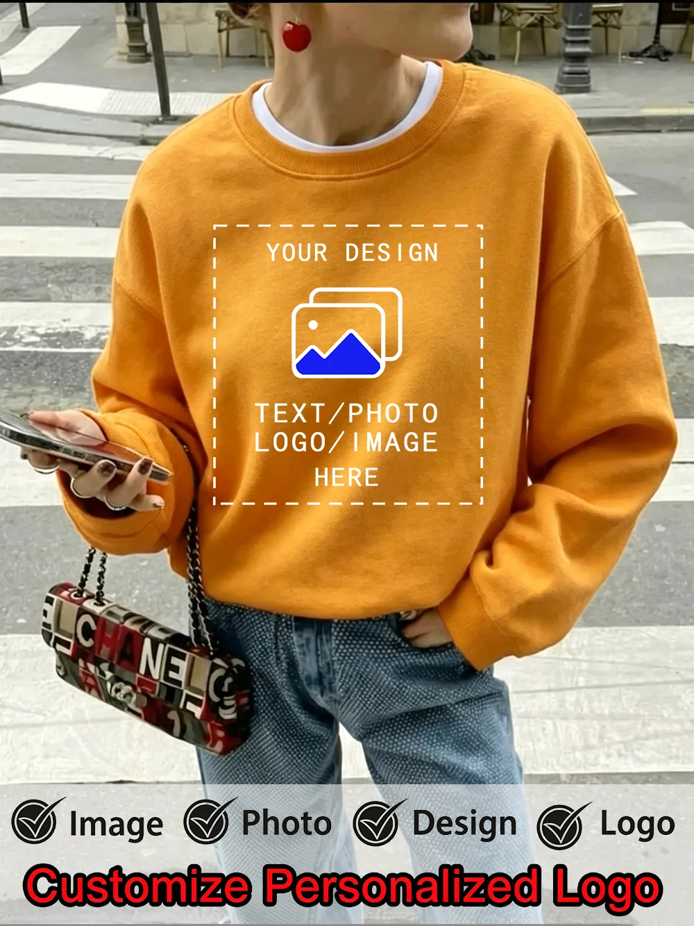 Graphic Hoodie Streetwear - เสื้อสเวตเชิ้ตผู้หญิงแบบสตรีทสไตล์ลำลอง ฮู้ดดี้ผ้าฟลีซเกาหลี อุ่นสบาย ตกแต่งลายกราฟิกได้ตามใจชอบ เสื้อพูลโอเวอร์พื้นฐาน เสื้อผ้าผู้หญิง
