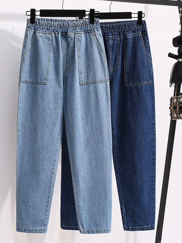 

plus Size Women's High Waist Harlan Jeans Loose Fit Spring Faion Slimming Long Trousers Casual Denim Pants for plus Size