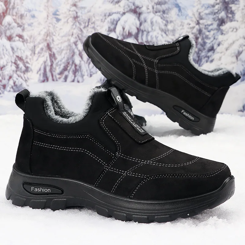 Cotton shoes for middle-aged and elderly men, winter Beijing-style cloth  with added fleece  thickened warmth