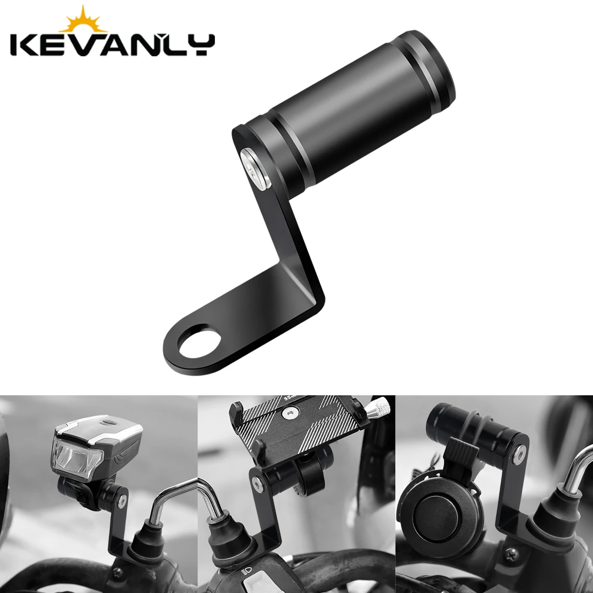 1x Motorcycle Bicycle Phone Holders Handlebar Stand Rearview Mirror Mount Extender Brackets Universal Aluminum Alloy Clamps