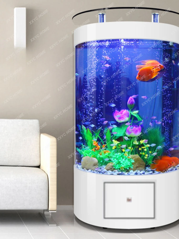 Silent European-Style Semicircle Living Room Fish Tank Aquarium Free Replacement Aquarium Decor