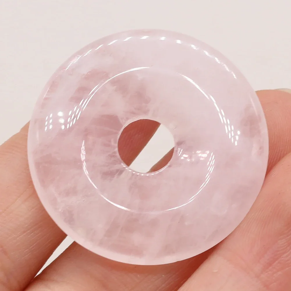 Natural Stone Turquoise Agate Opal Rose Quartz Round Half Hole Bead Making DIY Necklace Bracelet Jewelry Charm Gift Party30x30mm