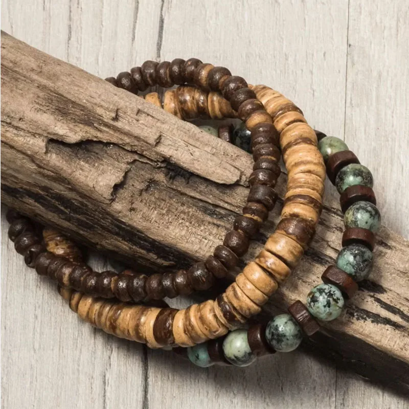 Herenarmband met kralen, armband in surferstijl. Herenarmband, stapelarmbanden, stretch-boho-armbanden