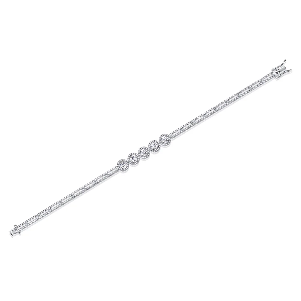 الصفاء 5.47ct D اللون VVS مويسانيتي سوار للتنس للنساء رجل S925 فضة سلسلة اليد مطلي 18K هدية للذكرى السنوية