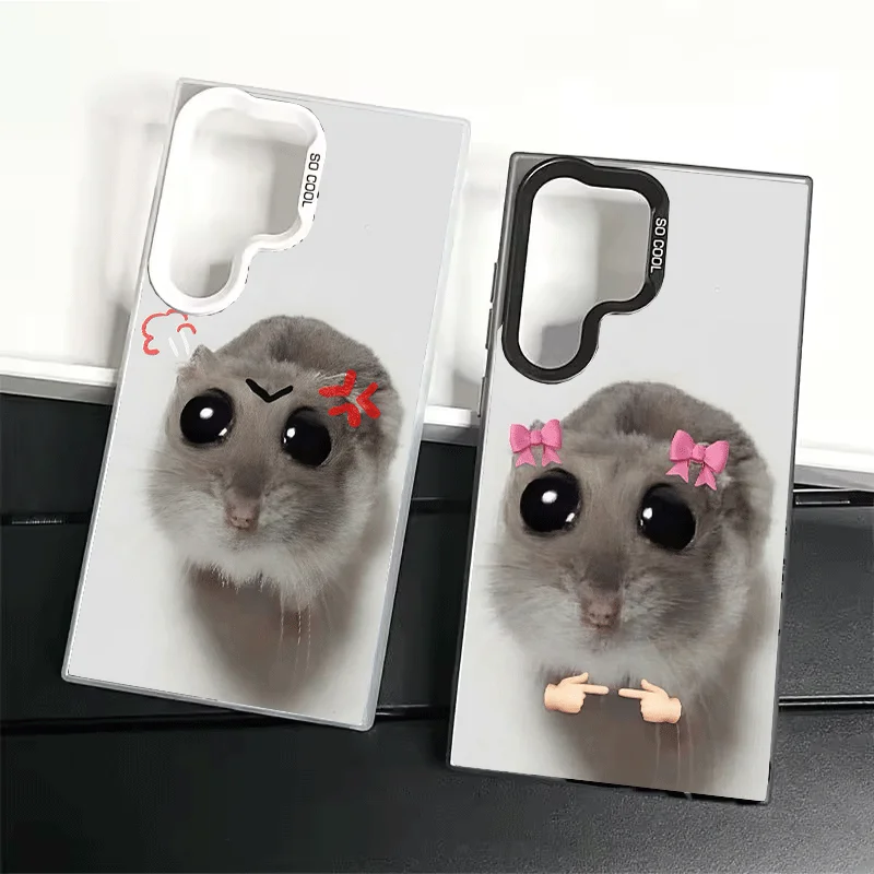 Funny Sad Hamster Meme Soft Phone Case for Samsung Galaxy S24 S25 FE S26 Edge S23 Ultra S22 Plus S21 + Shockproof Cover Back She