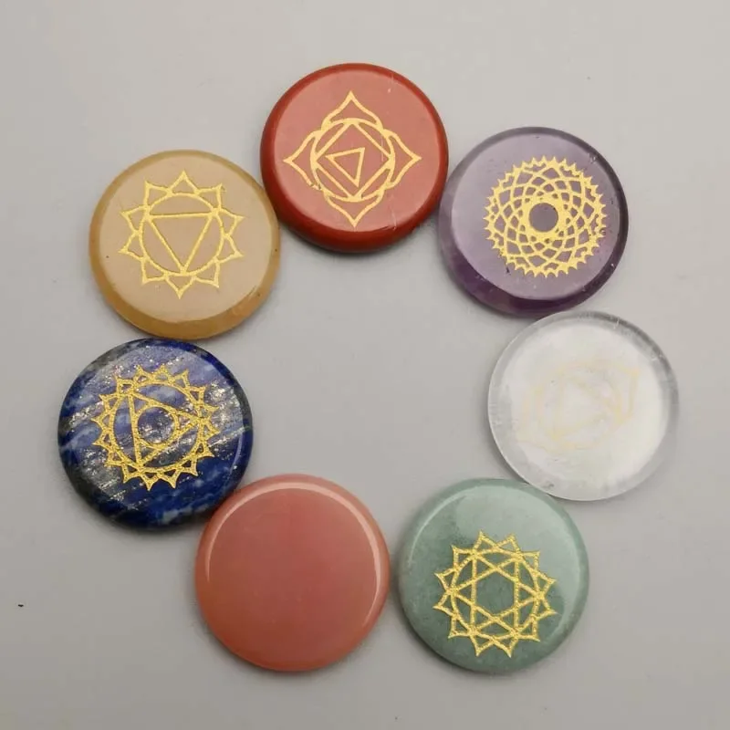 Mode natürlichen Edelstein Stein Reiki 7 Chakra Balancing Chip Kristall Heilung Geschenk DIY runden Halsreif kein Loch Großhandel 7pc gute Qualität