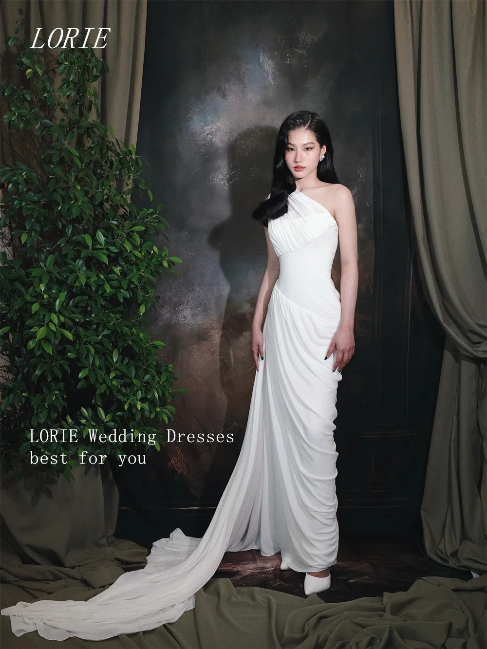 LORIE Luxury Illusion Mermaid Wedding Dress One Shoulder Bridal Dresses Elegant Asymmetrical Collar Wedding Gown Customized 2026
