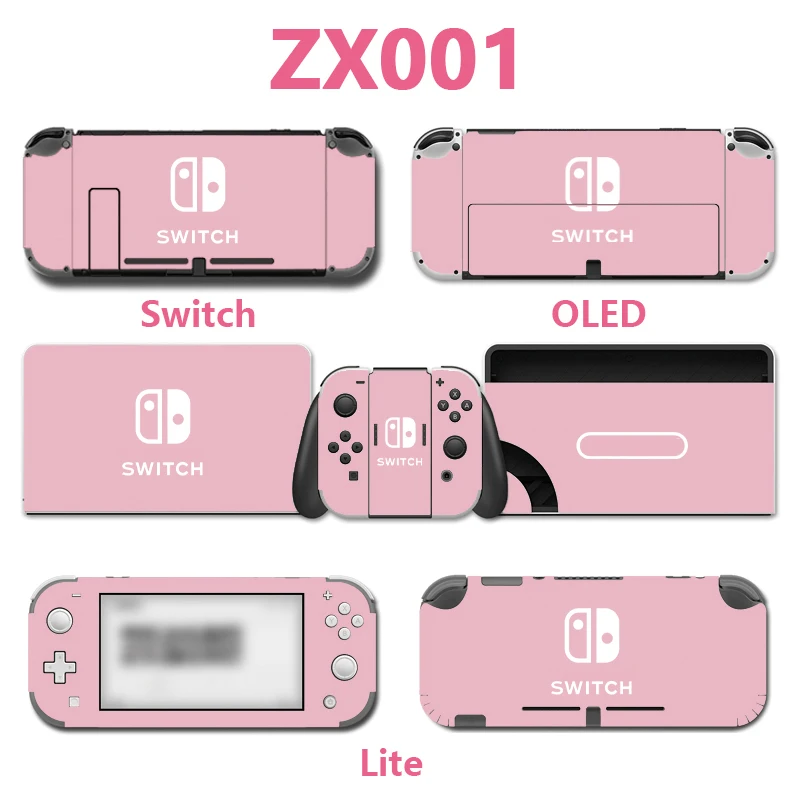 Pegatina de piel de protección de cubierta completa para Nintendo Switch OLED Lite, rosa, verde, morado, negro