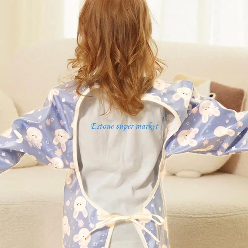 

090B Infant Highchair Bib Cover Water Proofing Baby Feeding Apron Smock Keeps Clothes Clean for Kids 6 Months to 5 Years