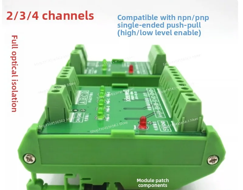 2/3/4 Channels Differential To Single-ended Conversion Collector Servo Encoder Compatible with NPN/PNP Optical Isolation