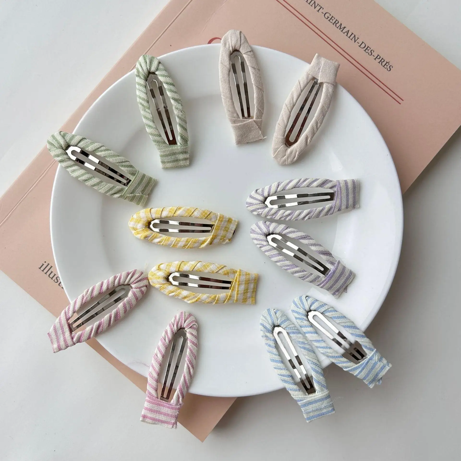 100-個-ロット、5cm-ストライプリボンカバーヘアクリップ-bb-クリップ