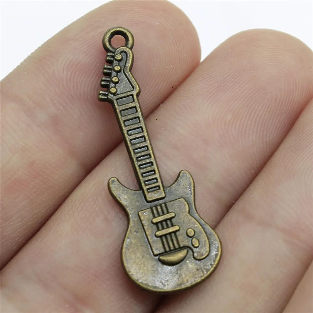 WYSIWYG 10pcs Charms Electic Guitar 35x12mm Antique Making Pendant Fit Vintage Tibetan Silver Color DIY Handmade Jewelry