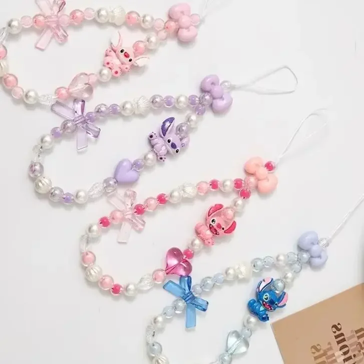 Disney Stitch,mickey key chains Phone Strap Beaded  Sweet and Cute ，Key chains, phone lanyards, bag charms, key accessories