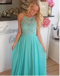 Sexy Backless Turquoise Lace Bridesmaid Dress 2022 Long Chiffon Sleeveless Lady Party Dresses for Wedding Guest Gowns Plus Size