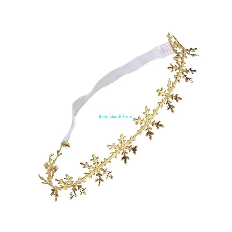 

K92D Trendy Baby Girl Headbands Stylish Headwear Snowflakes Headband for Christmas Elastic Headdress Photo Props for Infants