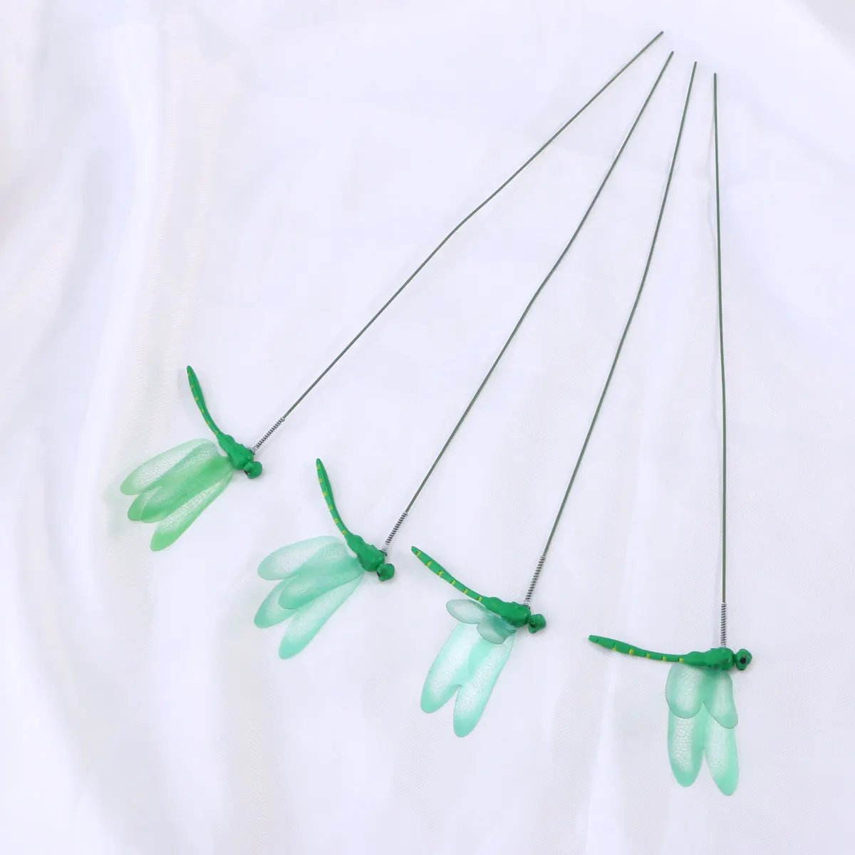 

4 Pcs Artificial Dragonfly Decorations PVC Metal Green Color Wedding Supplies Party Outdoor Yard Lawn naments Planter Crafts