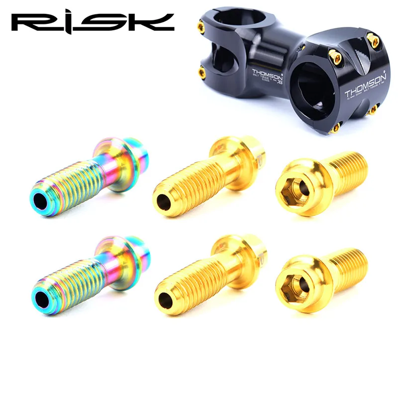 6PCS Risk M5*18mm Titanium Alloy Bolts-SL MTB Road Bike Stem Screws Mountain Bicycle Cycling Stem Fixing Bolts M5x18mm 3 Colors