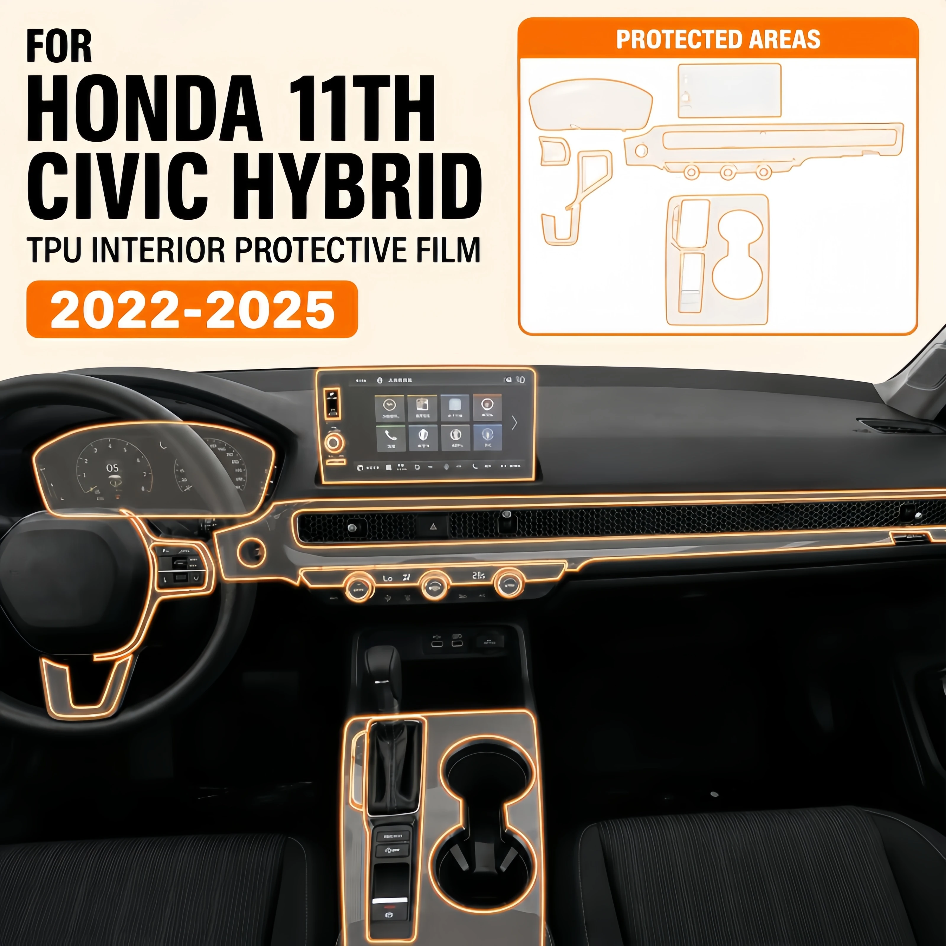 para-honda-civic-hibrido-11ª-geracao-2022-2025-pelicula-protetora-transparente-de-tpu-para-painel-e-console-central