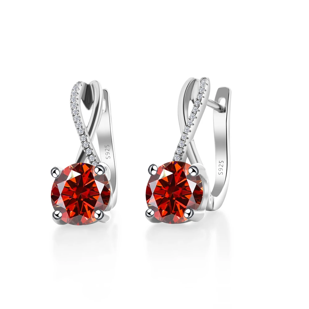 Real 925 Sterling Silver Earrings 2Carats *2 moissanite Women's Ear Clips Classic Dazzling Simple Fairy Jewelry Gift Engagement