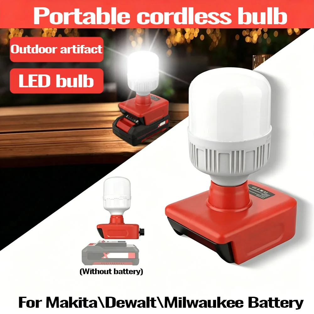 Replacement for Dewalt/Makita/Milwaukee 18V Battery Bulb Lamp LED Work Light Dimmable Handheld Flashlight Camp Lighting