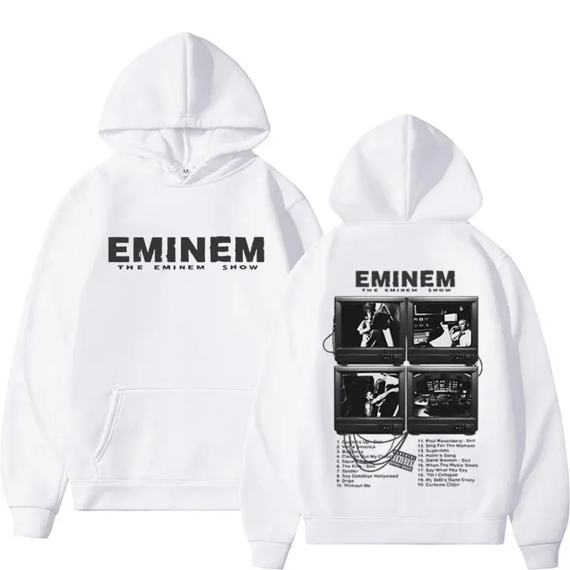 Rapper Eminem Music Album Hoodie Men Women\'s World Tour Gift for Fan Graphic Hoodies 90s Vintage Fleece Oversized Sweatshirt