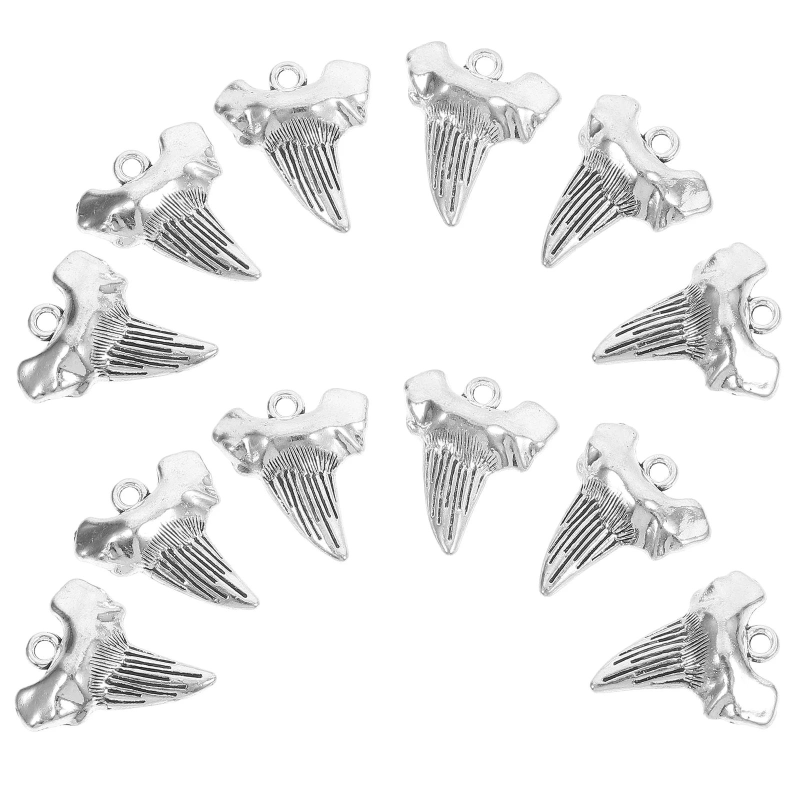 12pcs Shark Tooth Pendant Charms Small Creative Teeth Jewelry Diy Making For Necklace Bracelet Keychain Craft Accessories