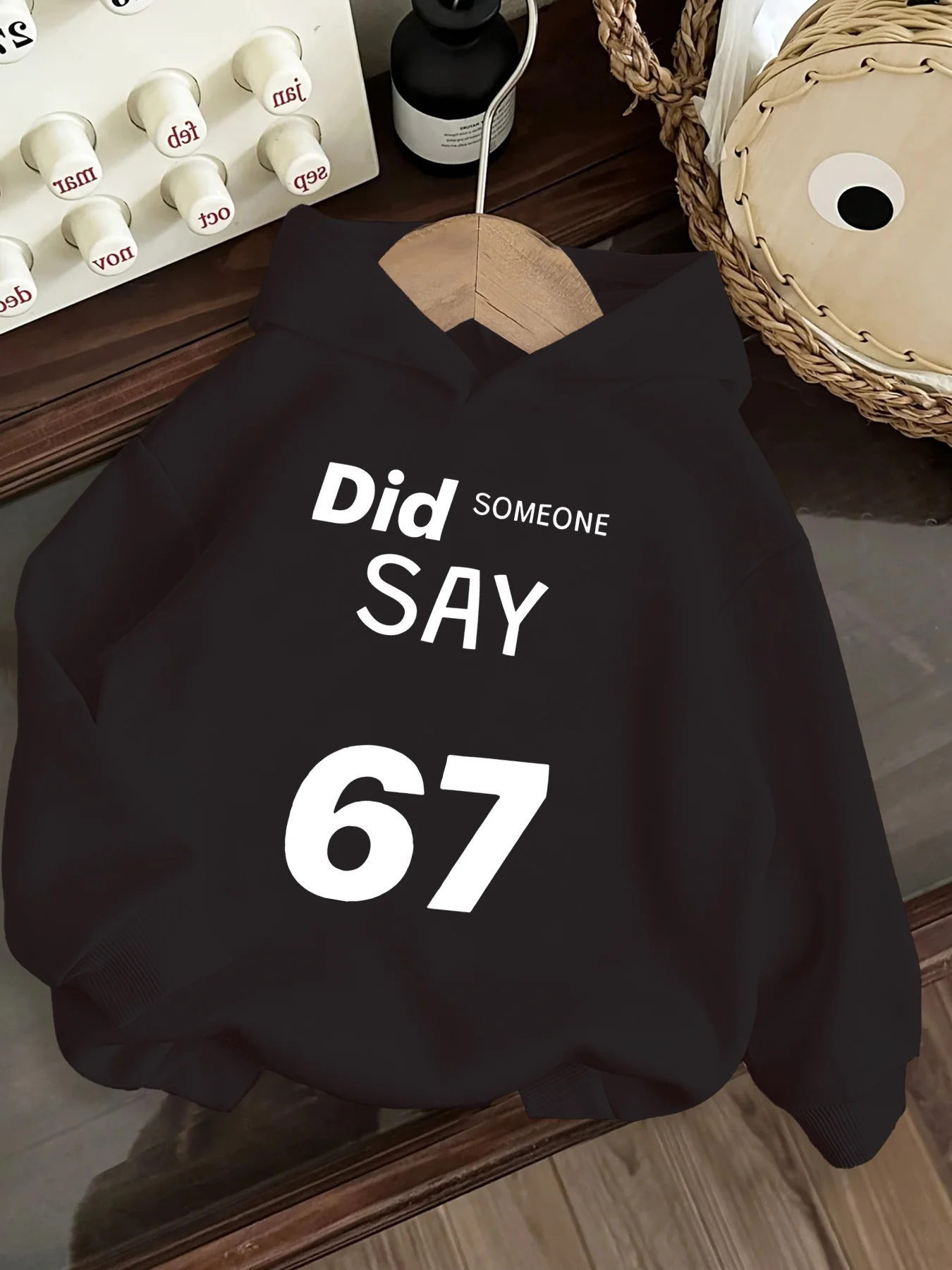 67-Pattern Print, Girls' New Fashion Autumn/Winter Long Sleeve Hooded Sweatshirt Jacket