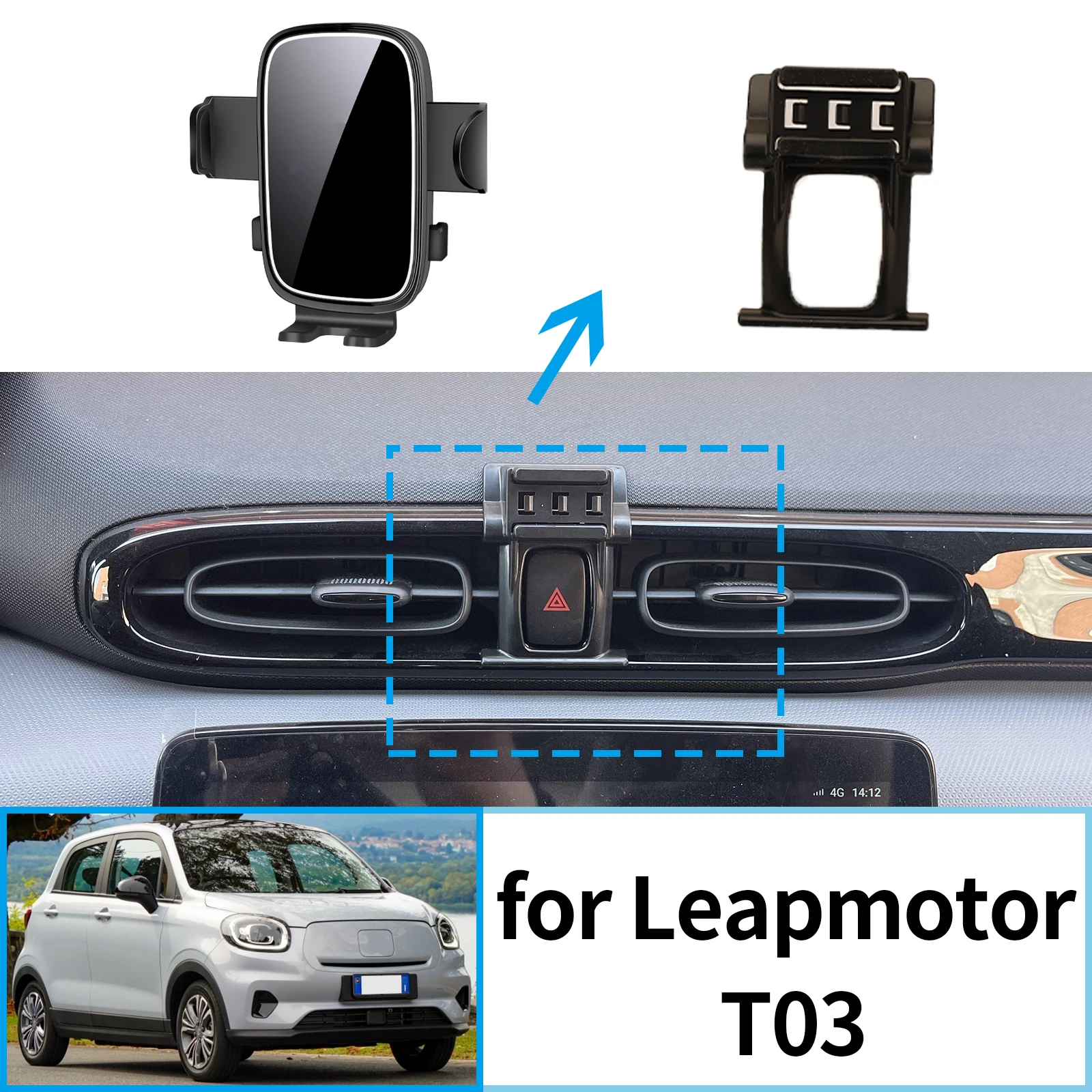 

fit for Leapmotor T03 Stable Clip-On Phone Holder​​ Mount Screen Base No Vibration​ accessoires