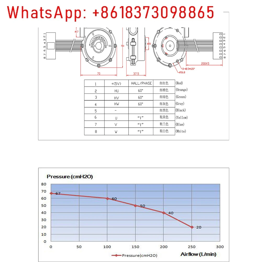 Durable Centrifugal Blower WS7040 Plastic Small Suction Fan Tools 0.9A 1Pc 24V DC 70*70*37.5mm Black Brushless