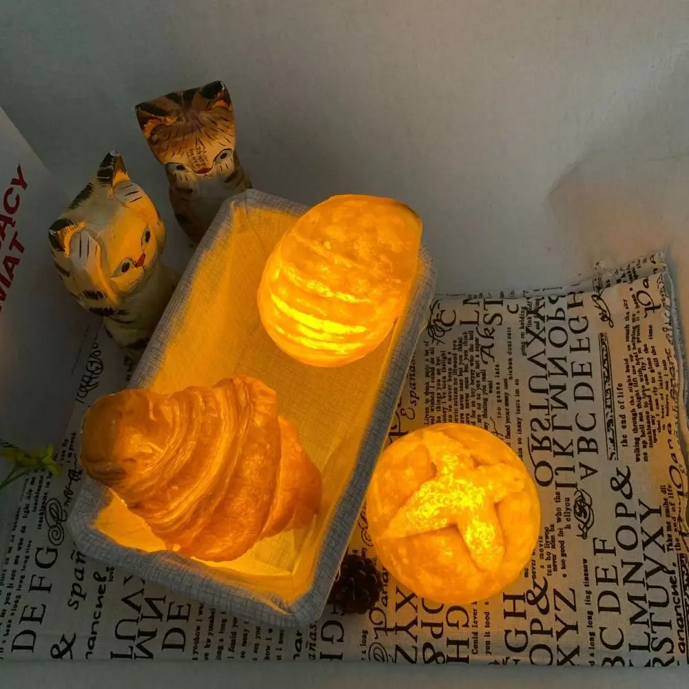 Gift Creative Bread Shaped Lamp Cute 5W Simulation Croissant Light Battery Operated Funny Cross Bread Night Light Cake Shop