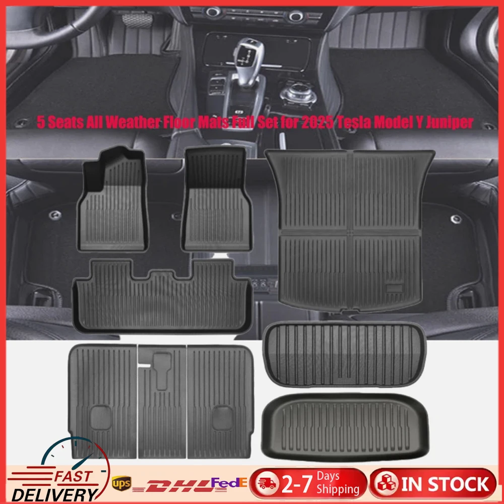 

Полный комплект ковриков для Tesla Model Y Juniper 2025 TPE, всепогодный автомобильный вкладыш, коврики Highland, вкладыши в багажник
