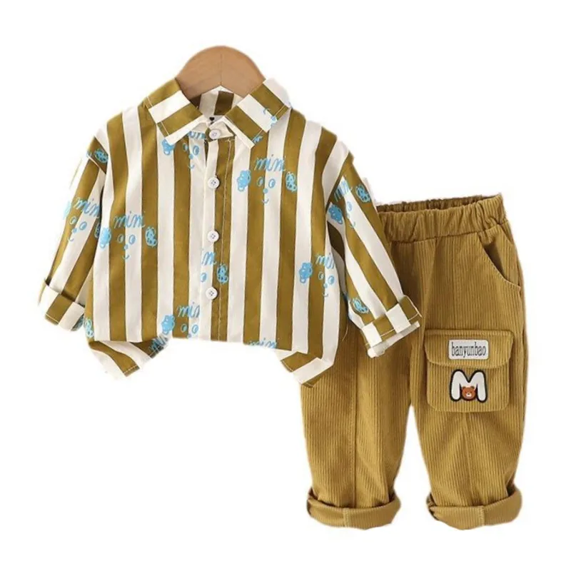 

New Spring Autumn Baby Boys Clothes Suit Children Fashion Striped Shirt Pants 2Pcs/Sets Toddler Casual Costume Kids Tracksuits