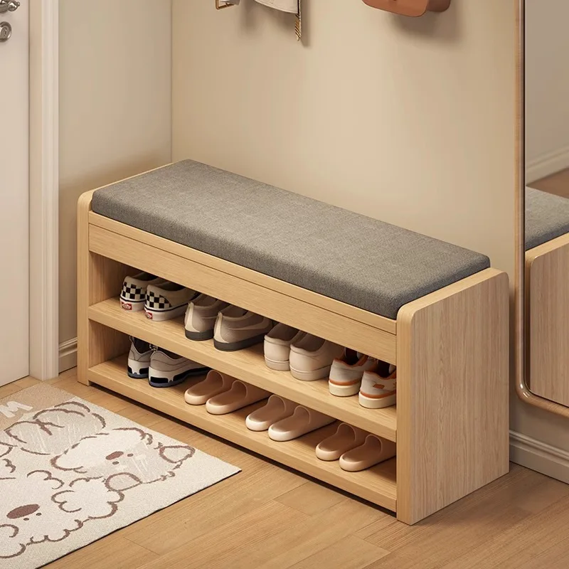 

Полка для обуви из цельного дерева, многослойная домашняя дверь, новинка 2025 года, входная полка для хранения, простой маленький узкий шкаф для обуви для сидения